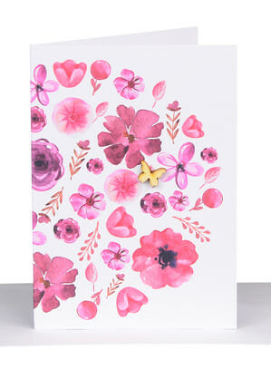 red pink flowers card