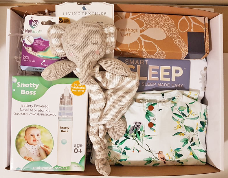 Mum and Baby Sleep Gift Hamper Pack with eye pillow baby clothing nail snail and snotty boss