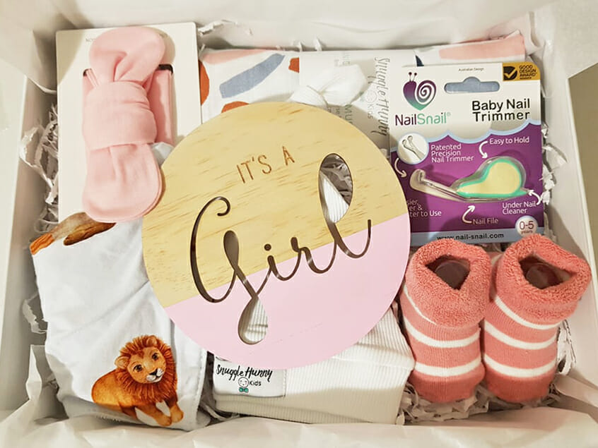 its a girl new baby gift box hamper
