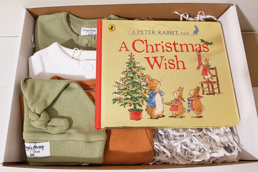 Christmas Gift Hamper for Baby with book and clothing